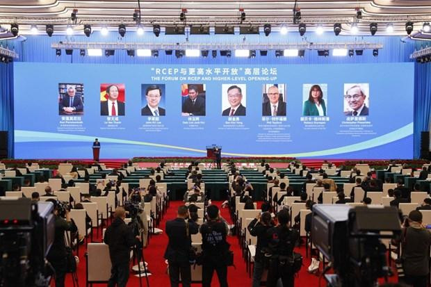 Vu du Forum de haut niveau ouvert samedi 5 novembre dans le cadre de la Foire internationale des importations de Chine à Shanghai. Photo: VNA 