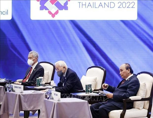Le Président Nguyên Xuân Phuc au dialogue entre les dirigeants de l’APEC et l’ABAC. Photo : VNA.