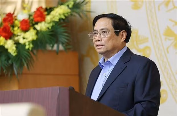 Le Premier ministre Pham Minh Chinh lors de la deuxième session du Comité gouvernemental de pilotage de la réforme administrative. Photo : VNA