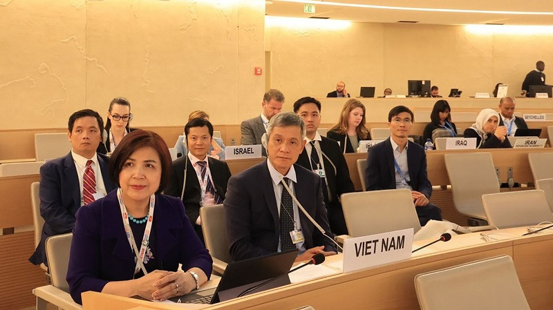 L’assistant du ministre des Affaires étrangères, Nguyên Minh Vu, lors d'un débat du Conseil des droits de l'homme. Photo : baoquocte.vn