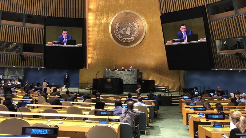 L’ambassadeur vietnamien Dang Hoang Giang, représentant permanent du Vietnam auprès de l’ONU, préside l’ouverture du débat général. Photo : baoquocte.
