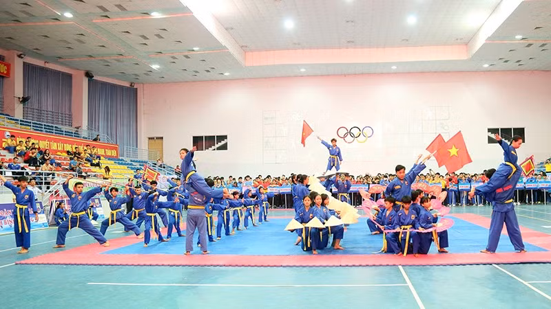 Le Championnat national des équipes fortes de Vovinam s'est ouvert le 10 avril, dans la province de Binh Duong. Photo : NDEL.