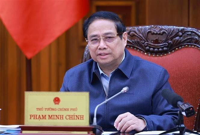 Le Premier ministre Pham Minh Chinh lors de la réunion. Photo : VNA. 