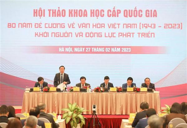 Le séminaire scientifique national intitulé "80 ans du Programme sur la culture vietnamienne (1943-2023) - Origine et moteur du développement. Photo : VNA