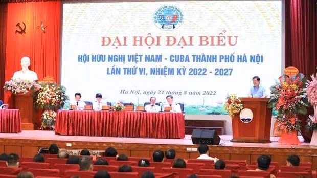 Panorama du 6e Congrès de l'Association d'amitié Vietnam-Cuba de Hanoï. Photo : VNA