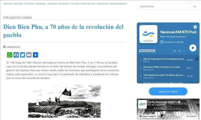 La Radio nationale argentine salue la Victoire de Diên Biên Phu. Photo : VNA.