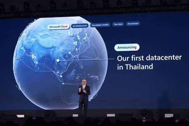 Le PDG de Microsoft, Satya Nadella, annonce la création d'un nouveau centre de données en Thaïlande. Photo: https://toutelathailande.fr/