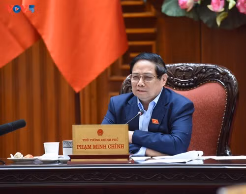 Le Premier ministre Pham Minh Chinh lors de la réunion. Photo : VOV. 