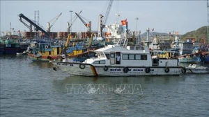 Les forces compétentes mènent les patrouilles dans le port de Quy Nhon. Photo : VNA.