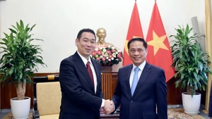 Le vice-Premier ministre et ministre des Affaires étrangères, Bui Thanh Son (droite) et Tanaka Yu, vice-président du Présidium et chef par intérim du Secrétariat du Comité central du Parti communiste japonais. Photo : VNA