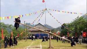 Les visiteurs présents lors de la cérémonie peuvent participer à de nombreux jeux traditionnels: balançoire rotative, lancer de balles d’étoffe, course en sac, tir à la corde, poussée de bâton ou encore escalade de perche en bambou.