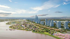 Perspective du projet d’investissement et de construction de l’Axe de l’avenue paysagère du fleuve Rouge. Photo : VNA.