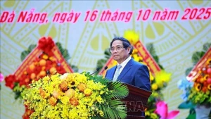 Le Premier ministre Pham Minh Chinh s'exprime lors de la cérémonie. Photo: VNA