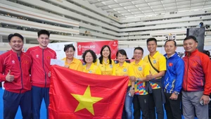 L'équipe nationale de karaté. Photo : VNA.