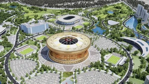 Perspective du Quartier urbain sportif olympique, avec pour élément central le Stade Trong Dong (Tambour de Bronze). Photo : Quang Phong.