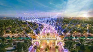 L’espace du boulevard lumière, imprégné de l’esprit du patrimoine Dong Son. Photo : VOV.