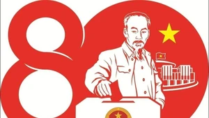 Logo commémoratif pour les 80 ans des premières élections législatives au Vietnam. Photo : VNA.