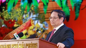 Le Premier ministre vietnamien Pham Minh Chinh s'exprime lors de la cérémonie. Photo : VNA.