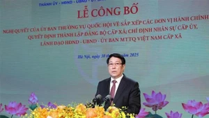 Le président de la République, Luong Cuong, s'exprime lors de l'événement. Photo : VNA.