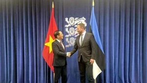 Le vice-Premier ministre et ministre vietnamien des Affaires étrangères, Bui Thanh Son (gauche) et le ministre estonien des Affaires étrangères, Margus Tsahkna.