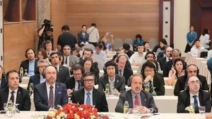 Une vue de la conférence de presse internationale à Hanoi le 17 juin. Photo : VNA.