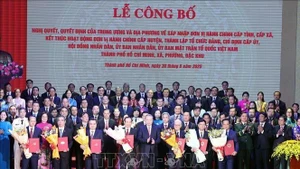 Le secrétaire général du Comité central du PCV, To Lam, à la cérémonie de création officielle de la nouvelle ville élargie de Ho Chi Minh-Ville. Photo : VNA.