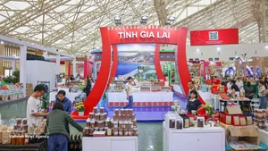 Les produits emblématiques des Hauts Plateaux du Centre (Tây Nguyên) sont présentés au public et aux visiteurs lors de la Foire. Photo : VNA