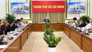 Le vice-Premier ministre permanent Nguyen Hoa Binh travaille avec des dirigeants de Ho Chi Minh-Ville et la ville de Da Nang. Photo : VNA.