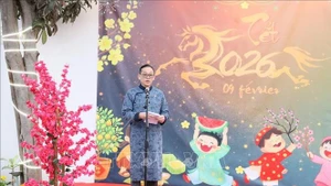 L’ambassadeur du Vietnam en Algérie, Tran Quoc Khanh, prononce un discours lors de l’événement. Photo : VNA