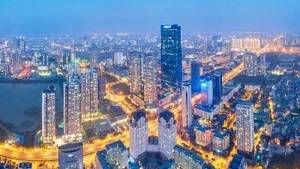 Vue aérienne d'un coin de Hanoi. Photo: VGP