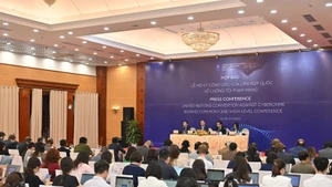 Vue de la conférence de presse sur l’ouverture à la signature de la Convention des Nations Unies contre la cybercriminalité (Convention de Hanoi), à Hanoi, le 8 octobre. Photo : VNA.