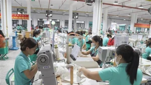 Ouvrières travaillant dans la Sarl de confection VietGlory, commune de Dien Truong, province de Nghe An. Photo : VNA.