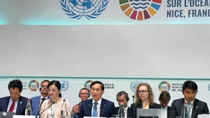 Le vice-Premier ministre vietnamien et ministre des Affaires étrangères du Vietnam, Bui Thanh Son (centre, premier rang) lors de l’événement, à Nice, en France, le 11 juin. Photo : VNA.