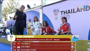La nageuse Vi Thi Hang aux ASEAN Para Games 13. Photo : VNA.