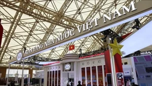 Pavillon de la Banque d'Etat à l’Exposition des réalisations nationales. Photo: VNA