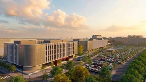 Image d’artiste de l'usine de fabrication de puces de Viettel dans le parc de haute technologie de Hoa Lac. Photo : HNM