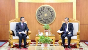 Le vice-ministre Hoàng Trung travaille avec M. Nianshan Zhang, directeur général du Département de l’Asie du Sud-Est de la Banque asiatique de développement (ADB). Photo : Phuong Linh.