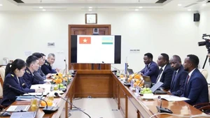 Vue de la séance de travail entre les délégations vietnamienne et rwandaise.