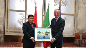 Le vice-Premier ministre Nguyen Chi Dung (gauche) et le ministre italien des Entreprises et du Made in Italy, Adolfo Urso. Photo : VNA.