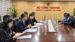 La réunion entre le vice-ministre vietnamien de l’Industrie et du Commerce, Truong Thanh Hoai, et Daouda Bitié, ambassadeur du Burkina Faso en Chine, également accrédité au Vietnam. Photo : VNA.