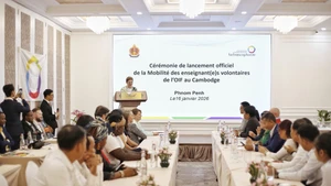 Cérémonie de lancement officiel de la Mobilité des enseignant(e)s volontaires de l'OIF au Cambodge, le 16 janvier 2026 à Phnom Penh. Photo : OIF/CVN.