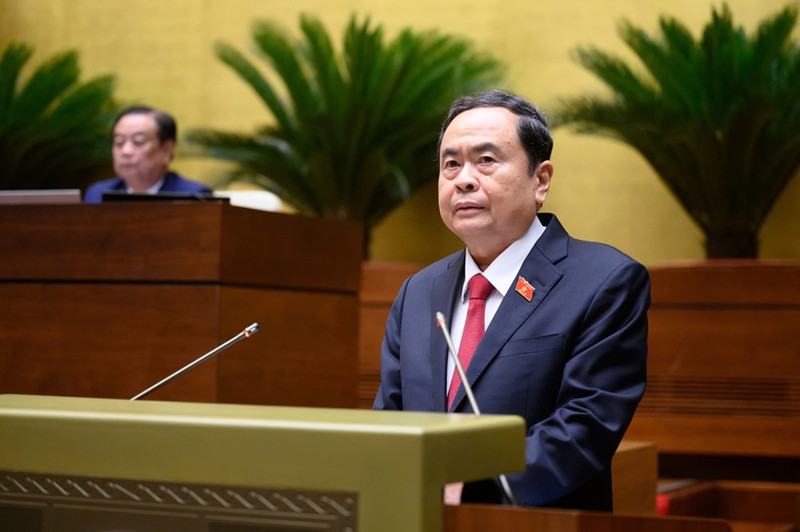 Le président de l’Assemblée nationale, Trân Thanh Mân, prend la parole lors de la session. Photo : Quochoi.
