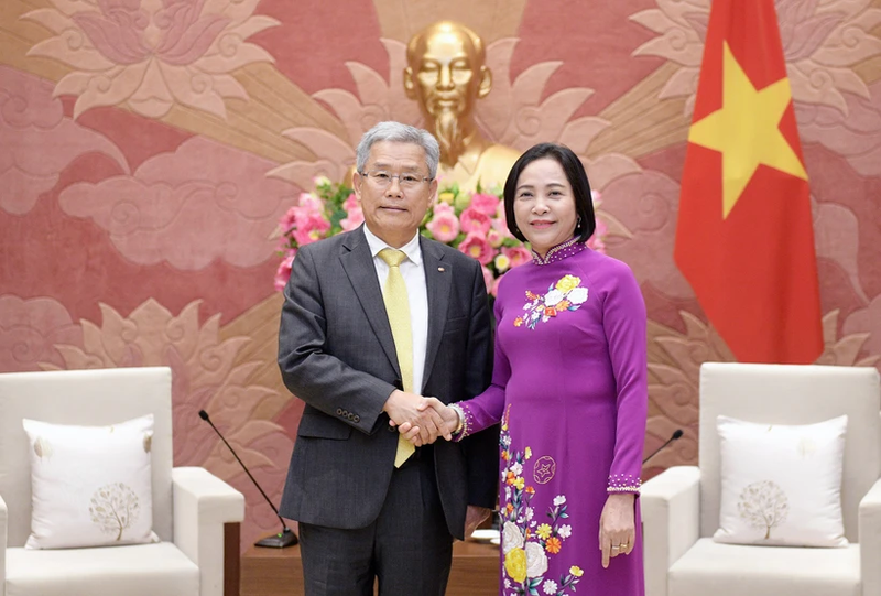 La vice-présidente de l'Assemblée nationale (AN) Nguyên Thi Thanh et le président-directeur général de Korea Electric Power Corporation (KEPCO) Kim Dong Cheol. Photo : VNA.
