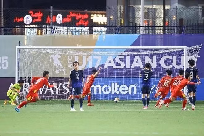Un but inscrit dans les toutes dernières minutes a laissé l’équipe U17 japonaise médusée. Photo : AFC.