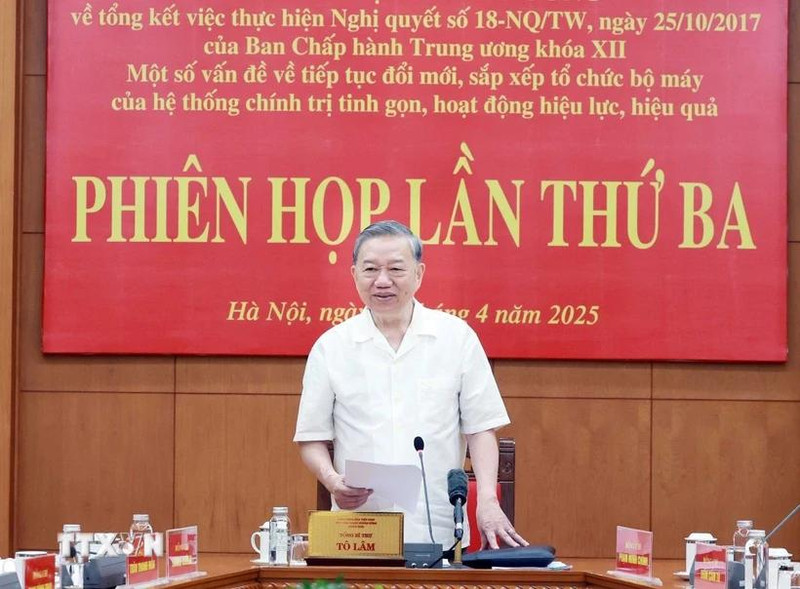 Le secrétaire général du Parti communiste du Vietnam Tô Lâm, chef du Comité directeur national, préside la réunion. Photo : VNA.