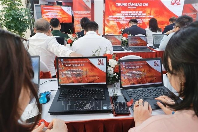 Le Centre de presse sera le point de coordination, de fourniture d’informations et de soutien aux journalistes vietnamiens et étrangers couvrant l’événement. Photo : VNA. Le Centre de presse sera le point de coordination, de fourniture d’informations et de soutien aux journalistes vietnamiens et étrangers couvrant l’événement. Photo : VNA.
