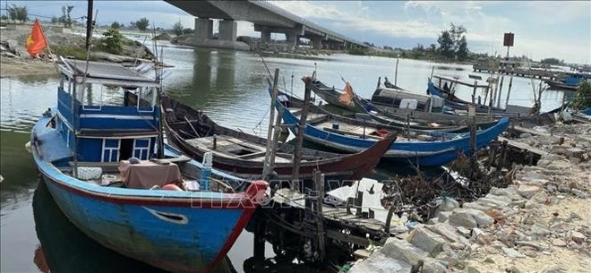 Une série de bateaux de pêche ont jeté l'ancre en toute sécurité. Photo : VNA. Une série de bateaux de pêche ont jeté l'ancre en toute sécurité. Photo : VNA.