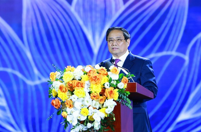 Le Premier ministre Pham Minh Chinh s'exprime lors de la cérémonie. Photo : VNA. Le Premier ministre Pham Minh Chinh s'exprime lors de la cérémonie. Photo : VNA.