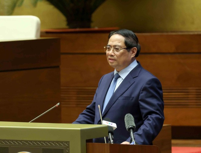 Le Premier ministre Pham Minh Chinh à la conférence. Photo: VNA Le Premier ministre Pham Minh Chinh à la conférence. Photo: VNA