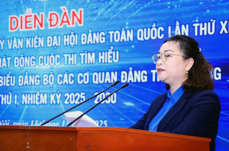 Tran Thi Ngoc Quynh, secrétaire de l’Union de la jeunesse des organes centraux du Parti. Photo : NDEL